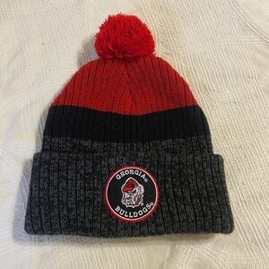 Georgia Bulldogs Kids Pom Beanie - Red and Black